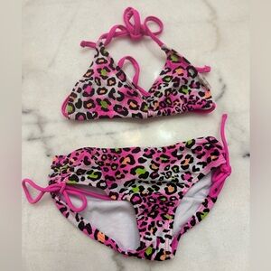 Kanu Surf Girls' Splash Bikini Swimsuit Pink Leopard